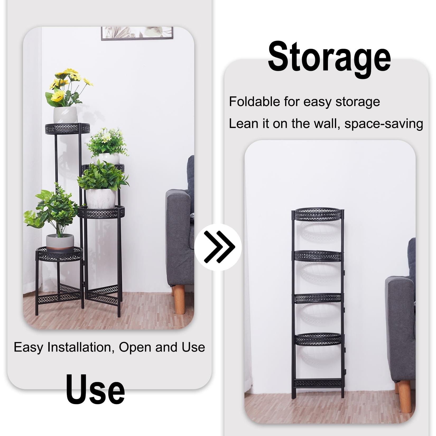 4 Tier Metal Tall Plant Stand Multiple Flower Pot Holder Shelves