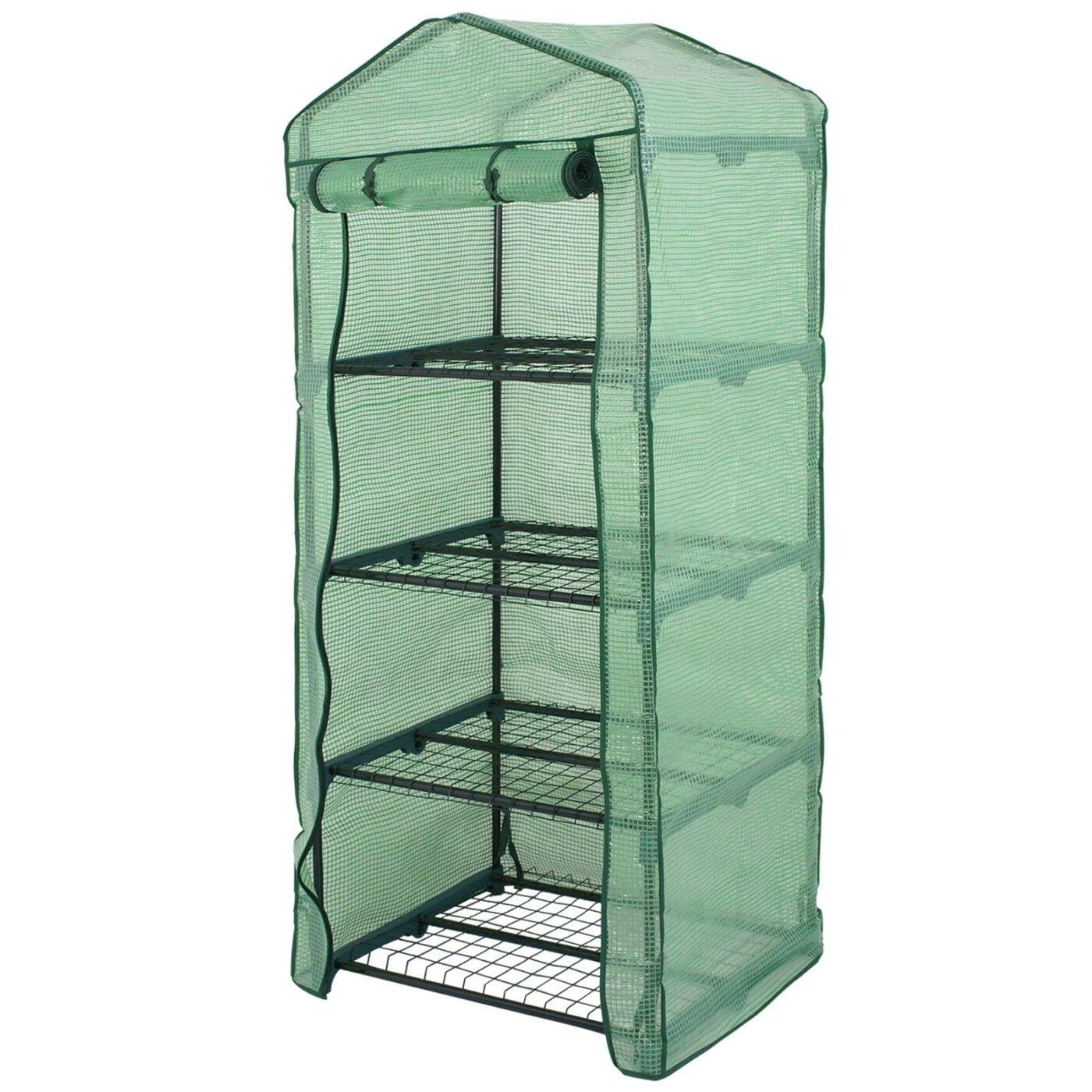 Green 4-Tier Mini Portable Steel Frame Greenhouse