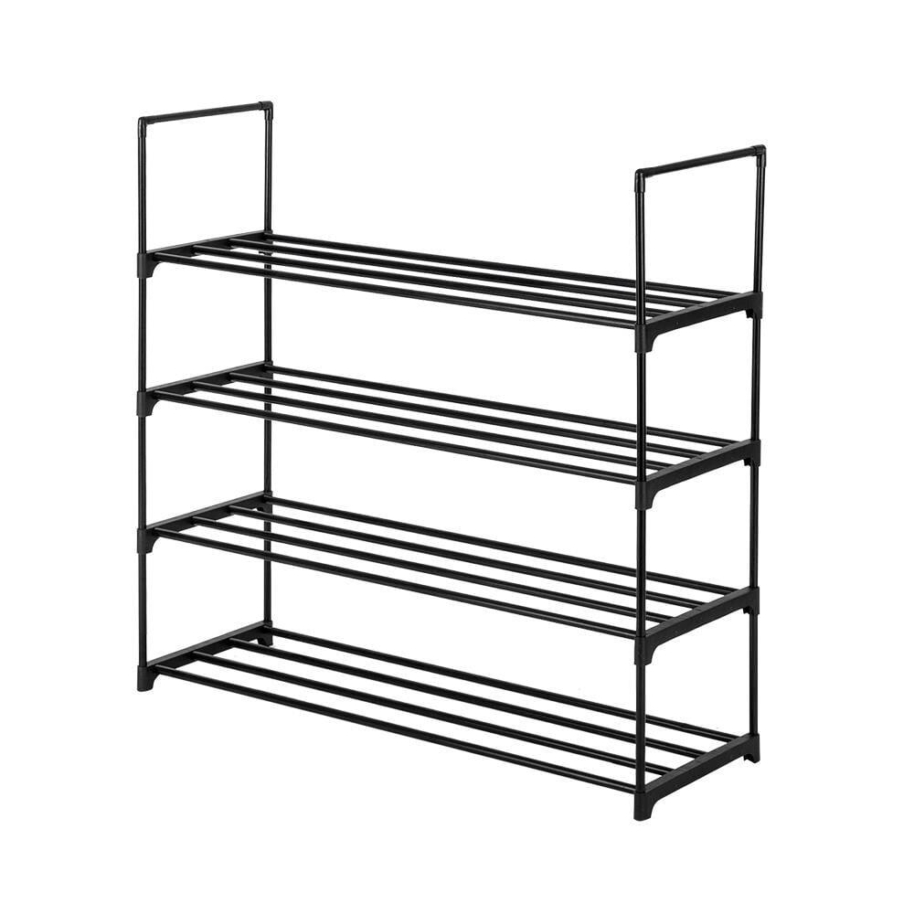 Ktaxon 4 Tiers Metal Sturdy Shoe Rack Shelf Shoe Tower Stand 20- Pairs Shoe Storage Cabinet Organizer for Closet Entryway Bedroom Living Room Home, Black Finish