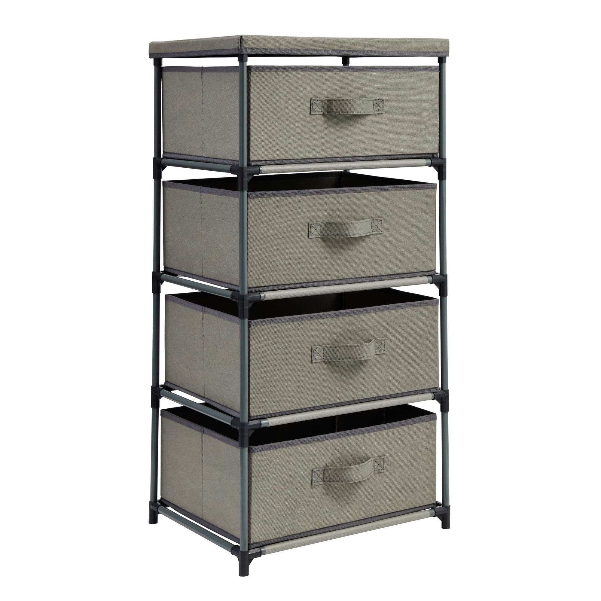 Juvale 4-Tier Tall Closet Dresser with Drawers - Clothes Organizer and Small Fabric Storage for Bedroom (Gray)