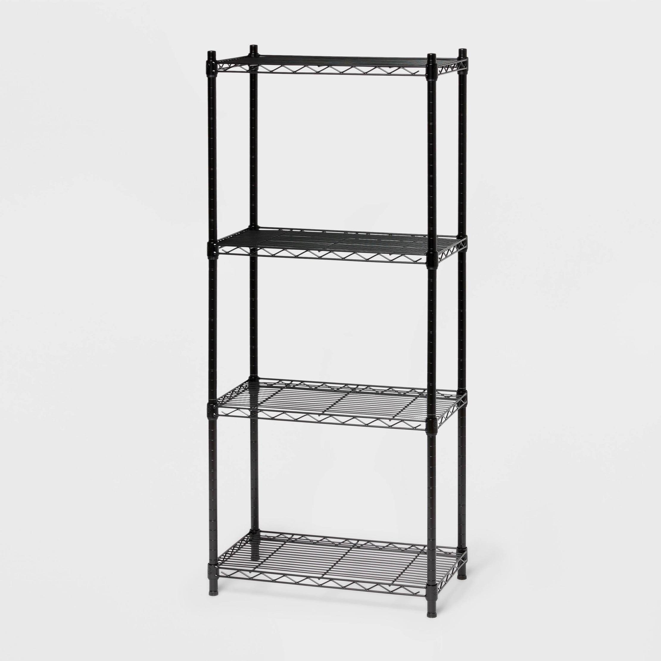 Adjustable Black 4-Tier Metal Wire Shelving Unit