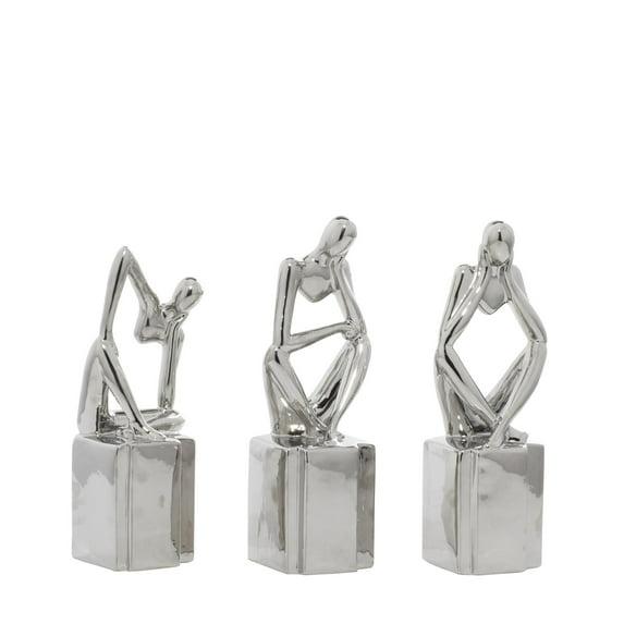 CosmoLiving by Cosmopolitan Porcelain Ceramic Sitting Thinker People Decorative Sculpture Set