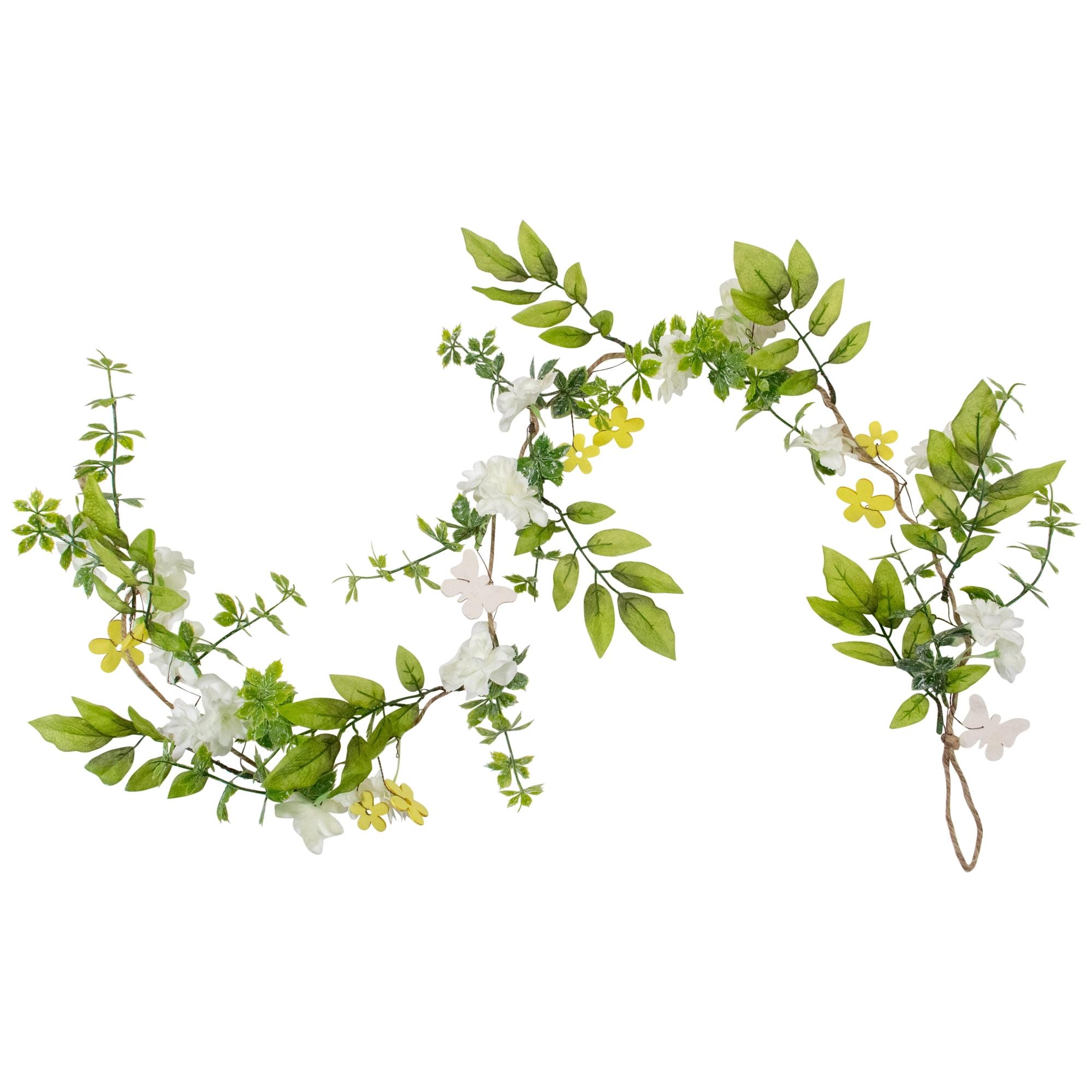 Northlight 4' White Floral and and Mixed Foliage Spring Garland