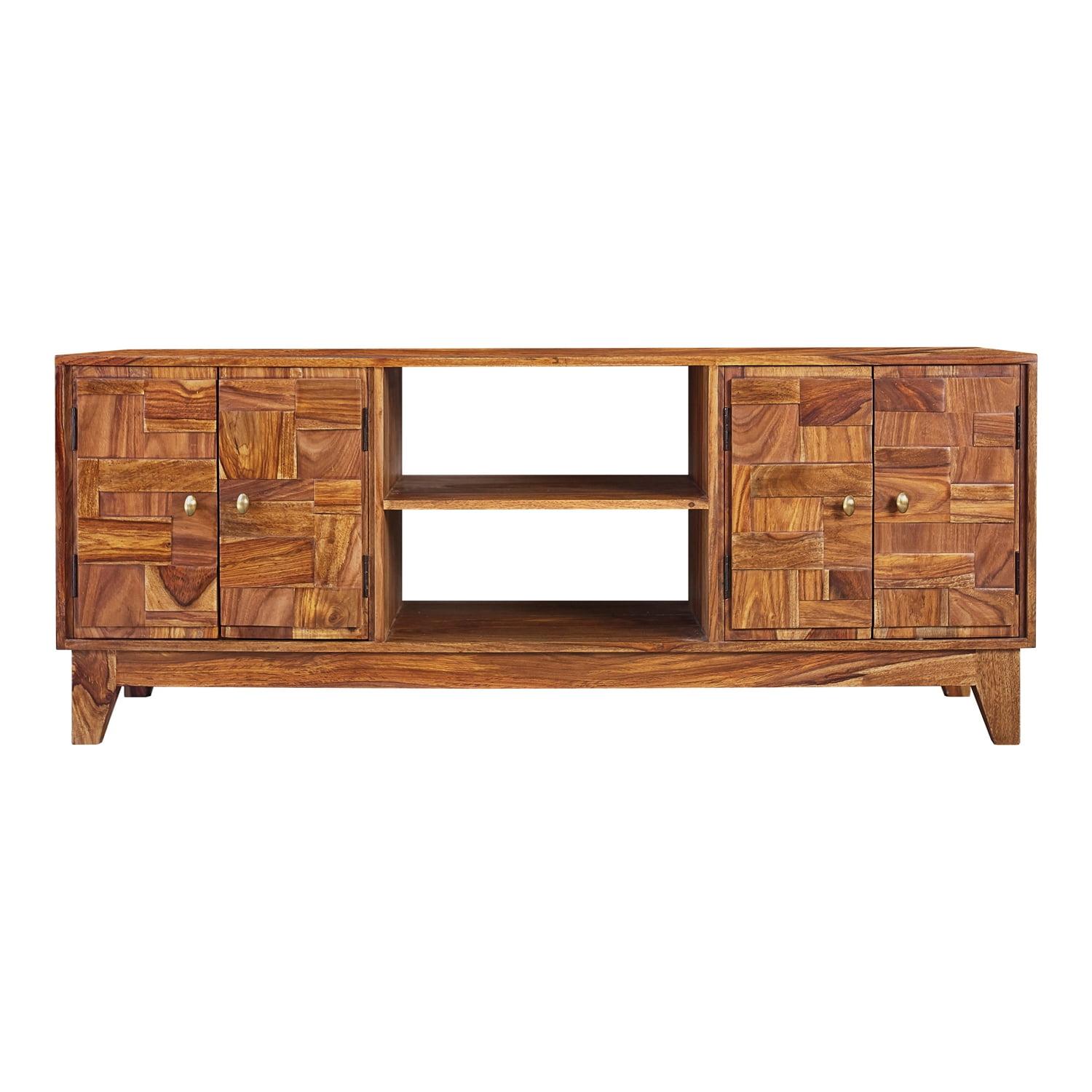 Transitional Sheesham Wood 60" TV Console with Storage