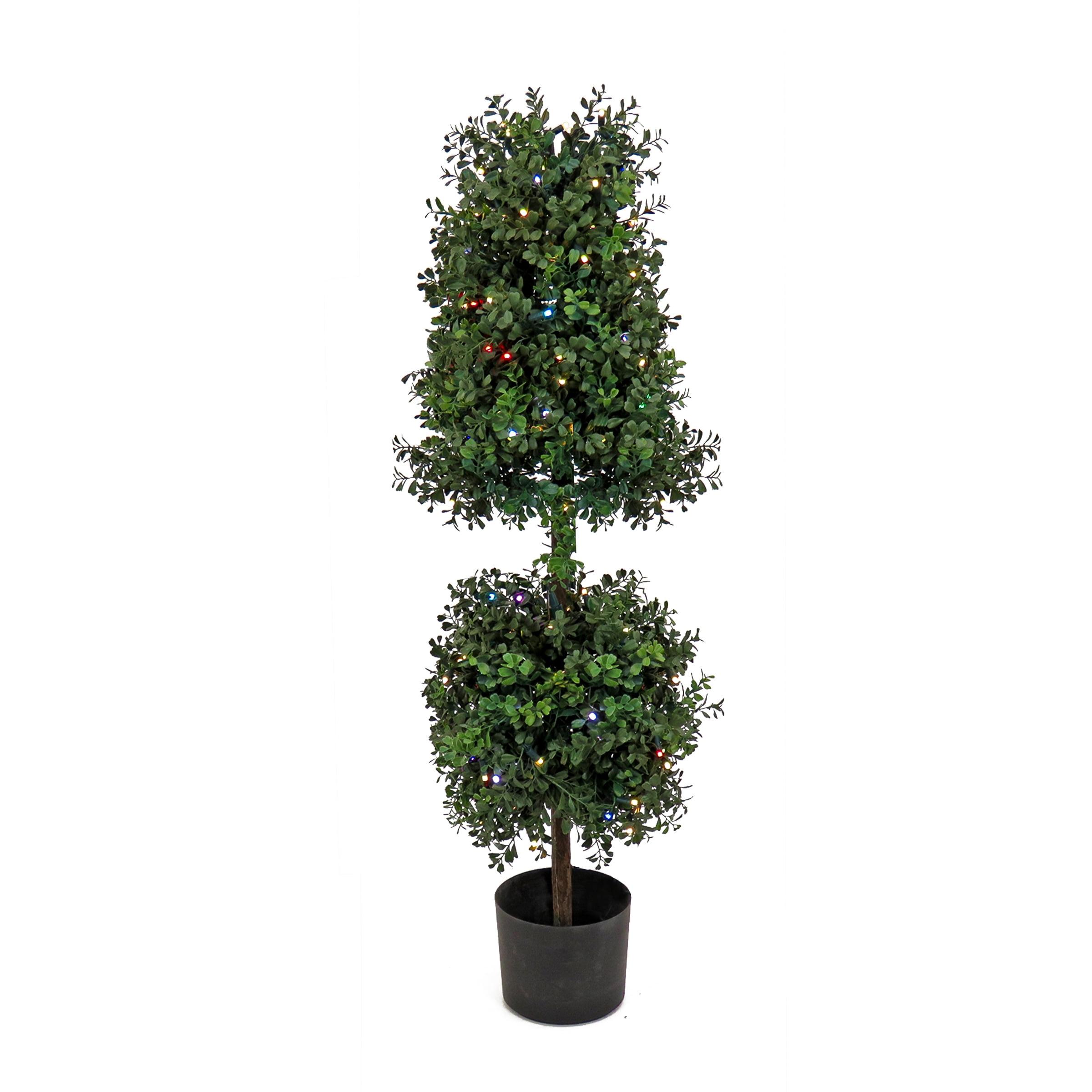 National Tree Company 48" Boxwood Cone and Ball Topiary: Remote-Controlled, Indoor/Outdoor, No Maintenance