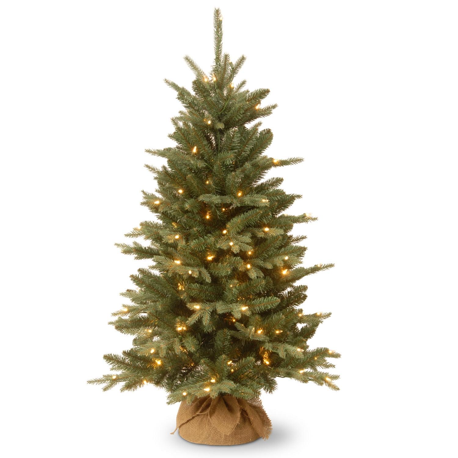 4' Prelit Evergreen Artificial Christmas Tree in Burlap Bag Clear Lights - National Tree Company