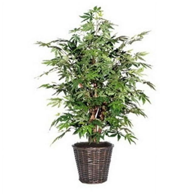 Vickerman 4' Artificial Japanese Maple Bush, Black Plastic Pot.