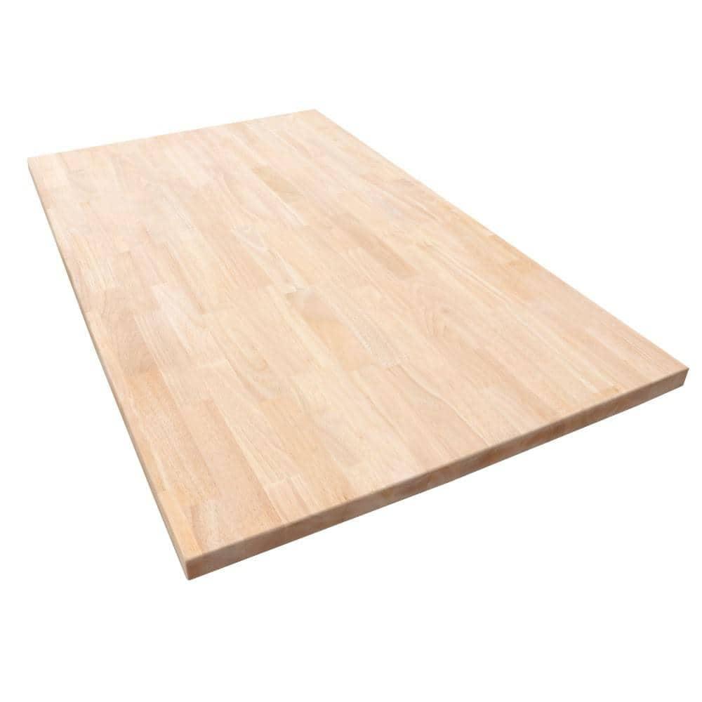 4 ft Unfinished Hevea Solid Wood Butcher Block Countertop with Square Edge