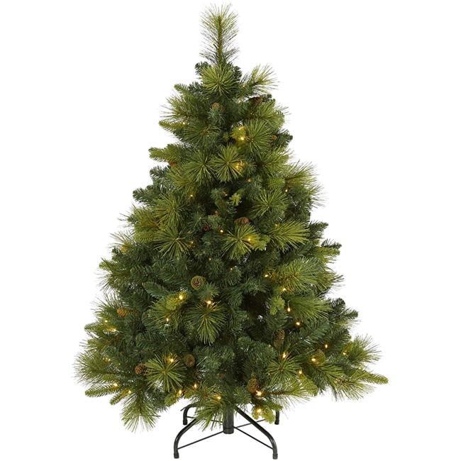 4ft Green Pine Artificial Christmas Tree with Warm LED Lights