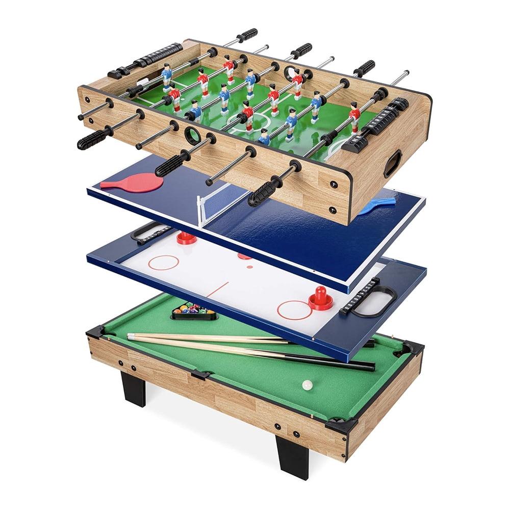 Best Choice Products 4-in-1 Multi Game Table, Childrens Arcade Set w/ Pool Billiards, Air Hockey, Foosball