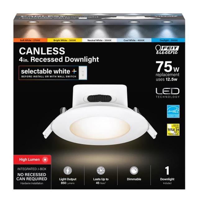 Feit 4-Inch White Aluminum LED Canless Recessed Downlight