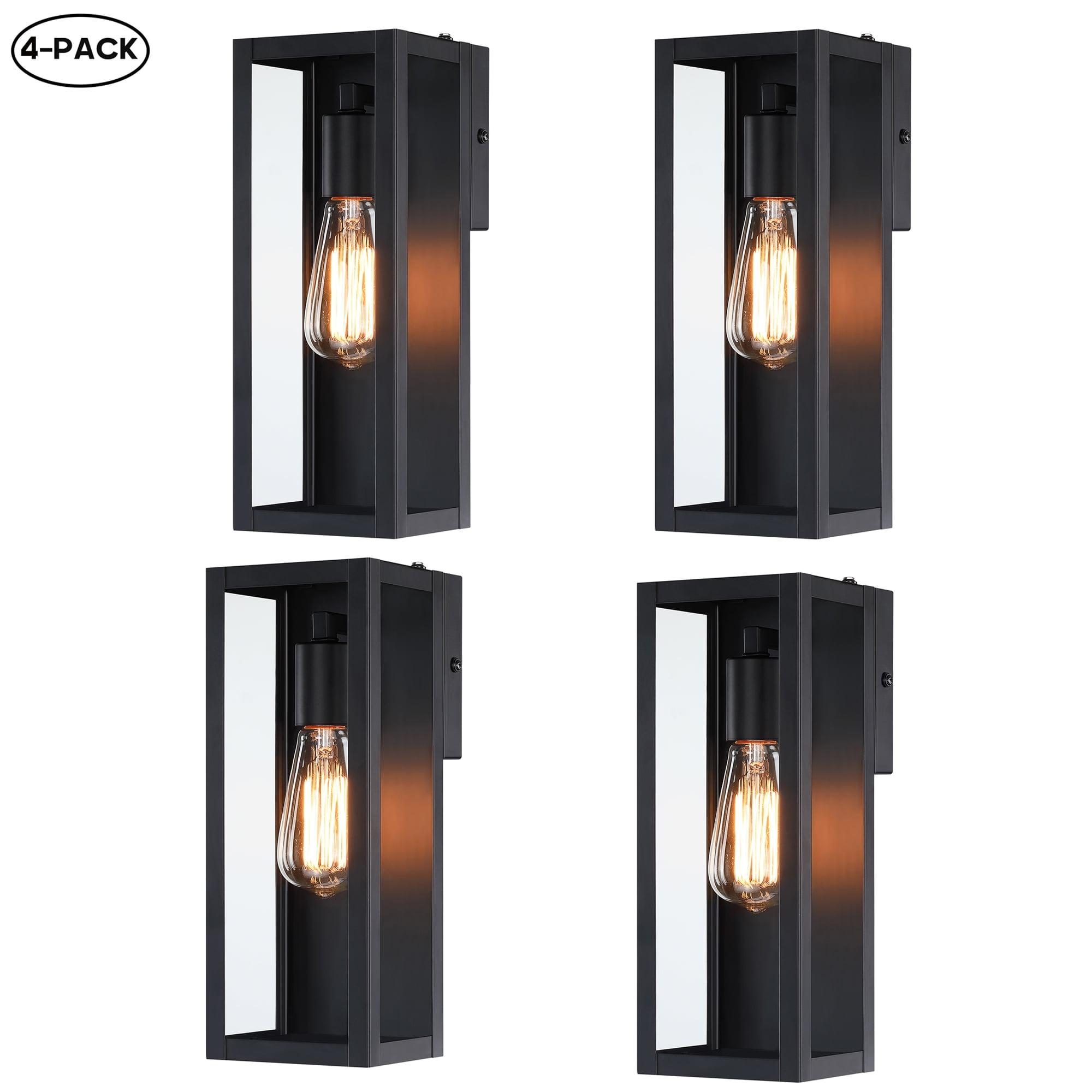 4-pack Outdoor dusk-to-dawn sensor Wall Light with Matte Black Finish