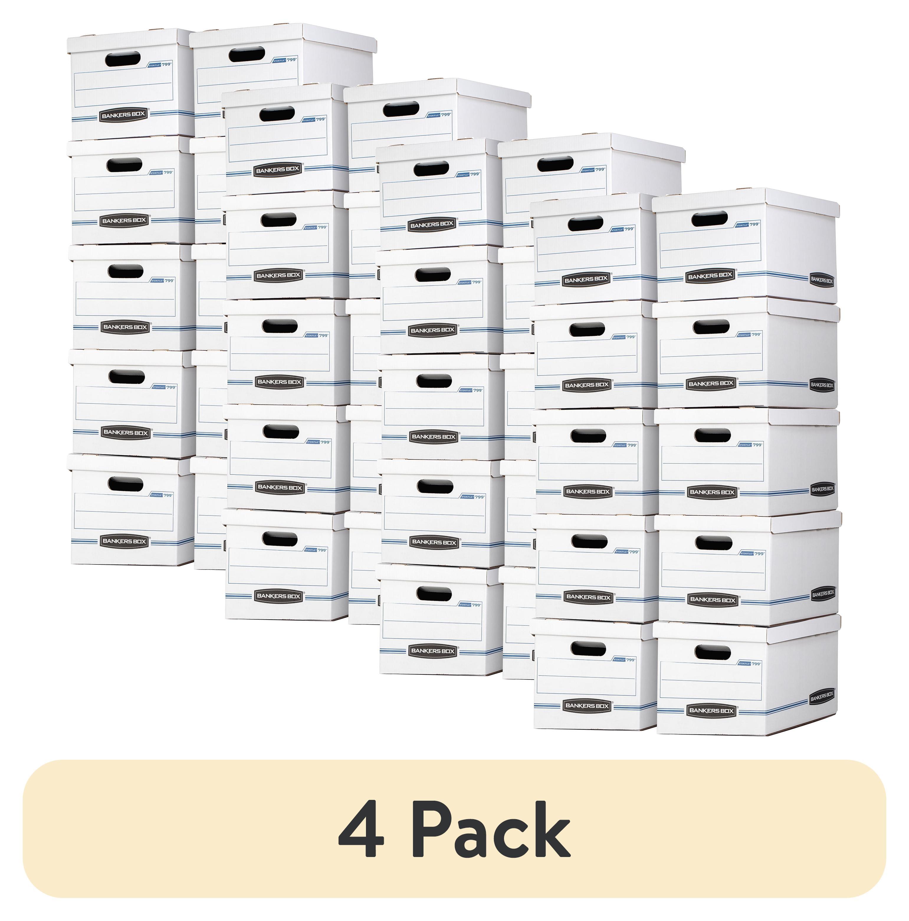 Bankers Box Basic Duty Letter/Legal File Storage Box with Lids, 10 Pack, White Corrugate Cardboard