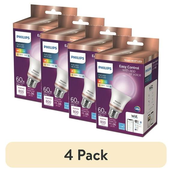 Philips UltraDef LED 60W Frosted Soft White A19 4P: Dimmable, Energy Star Certified, 800 Lumens, 13.7-Year Life