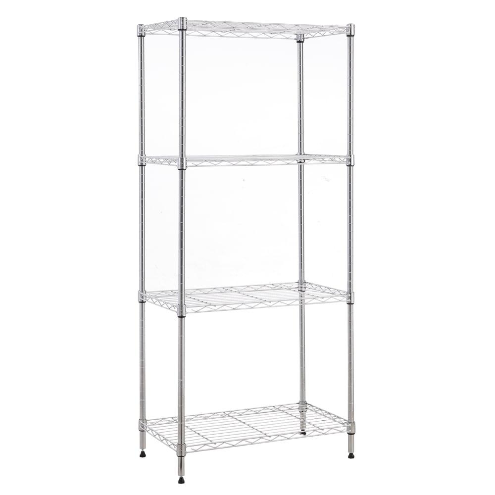 Chrome Steel Heavy Duty 4-Tier Utility Shelving Unit