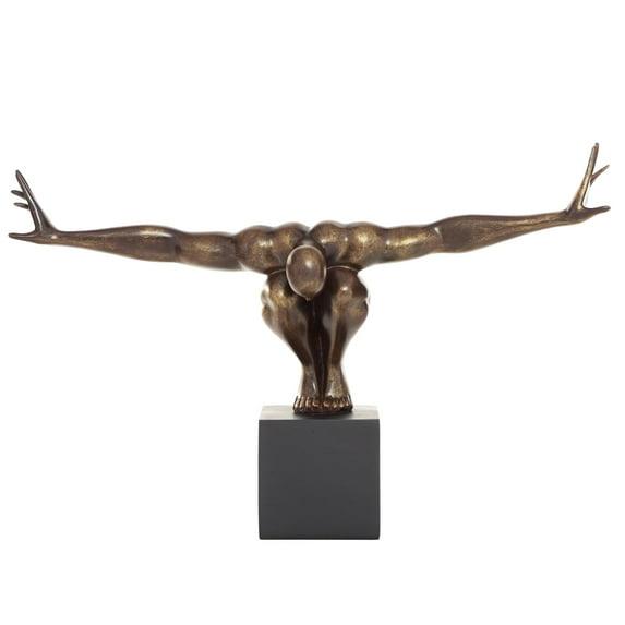 Red Barrel Studio® Cleophis Polystone Diver Decorative Bronze Sculpture with Black Base