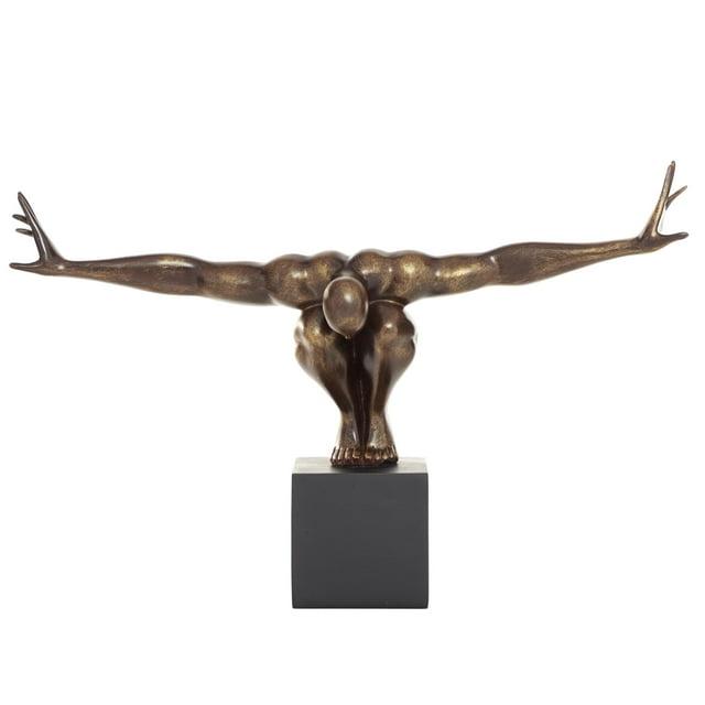 Red Barrel Studio® Cleophis Polystone Diver Decorative Bronze Sculpture with Black Base