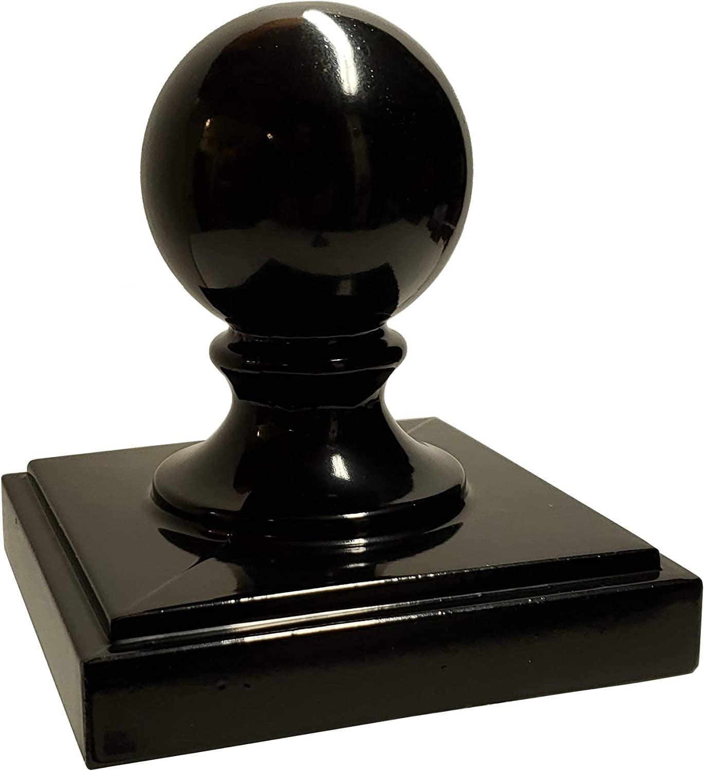 Black Glossy Aluminum Ball Top Post Cap for 4" x 4" Posts