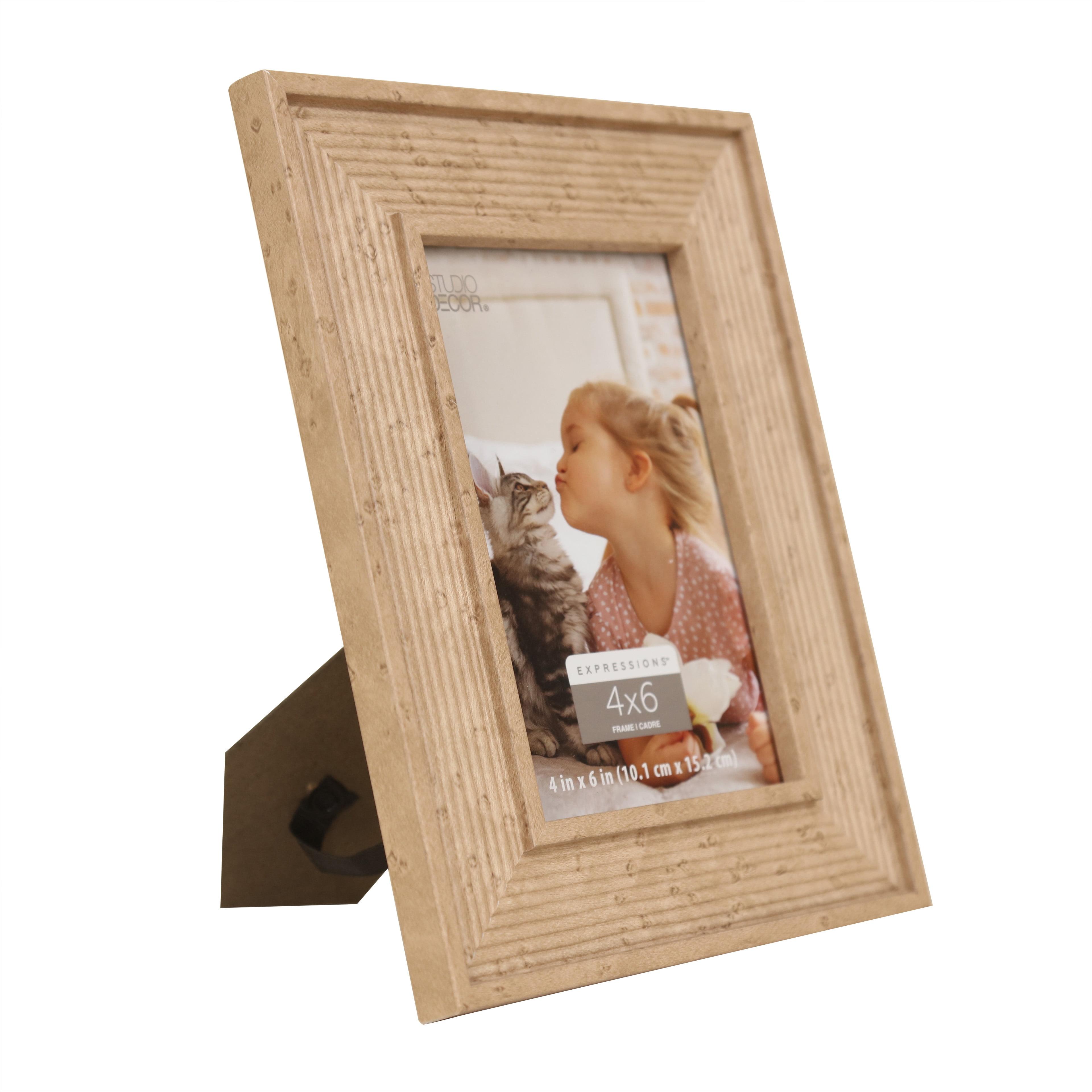 4" x 6" Expressions Tan Ribbed Picture Frame by Studio Décor - Fold-out Easel Included - Horizontal or Vertical Display - 1 Pack