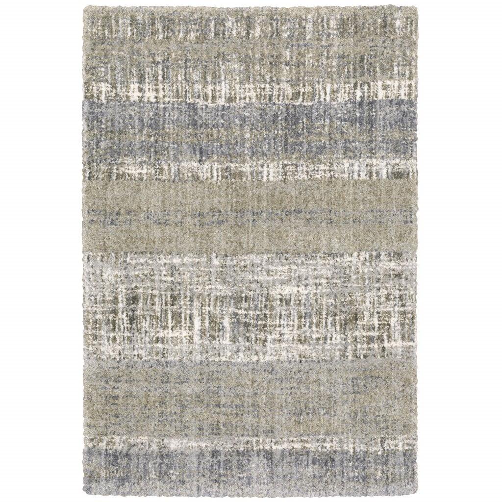 4'x6' Gray and Ivory Abstract Shag Area Rug