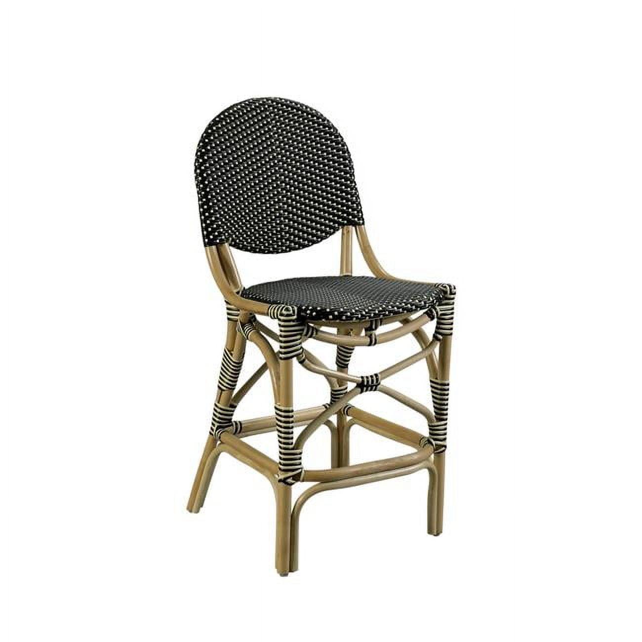 Parisian Chic 24" Black Weathered Rattan Counter Stool