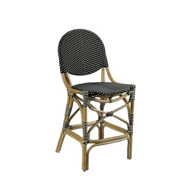 Padmas Plantation FBC16-BLB 40.55 x 18.5 x 22.83 in. French Bistro Counter Stool, Black & Beige