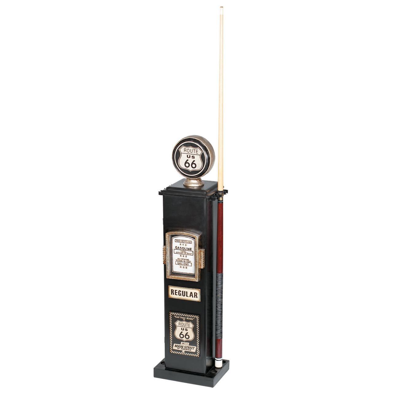 40" Black Hand-Painted Gas Pump Cue Holder with Storage