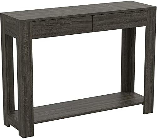 Modern 40"L Dark Grey MDF Console Table with 2 Drawers