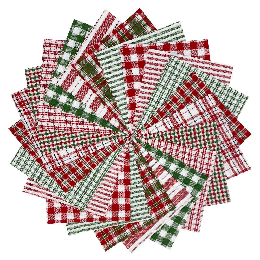 40+ Merry Christmas Red & Green Plaid Homespun 6"x6" Precut Quilt Squares Charm Pack by JCS Fabric