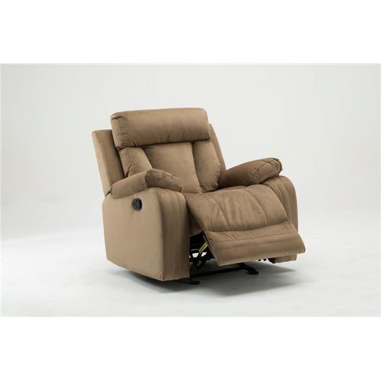 Beige Microfiber Manual Recliner with Steel Base