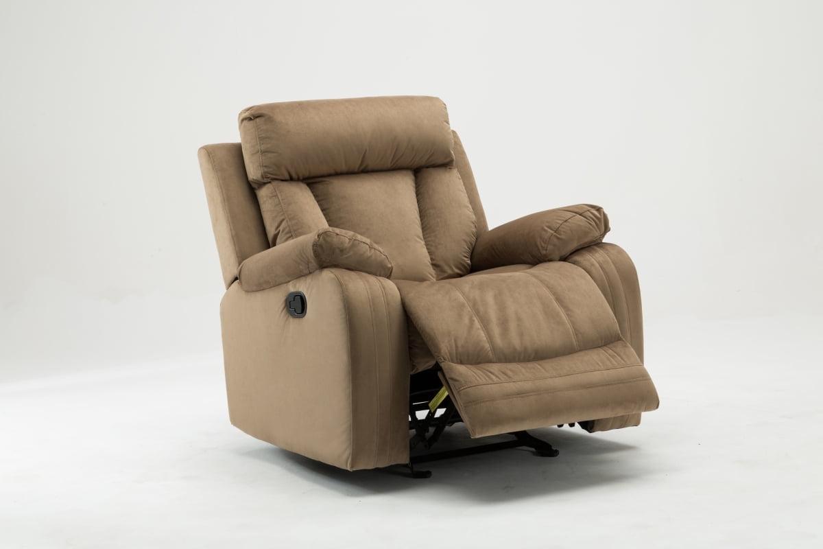 Beige Microfiber Manual Recliner with Steel Base