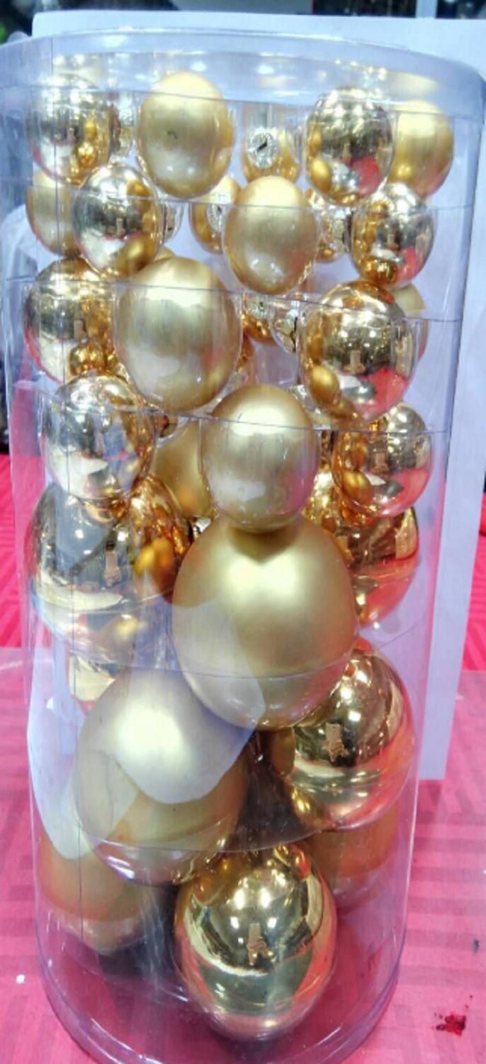 Gold Glass Matte and Shiny Christmas Ball Ornament Set