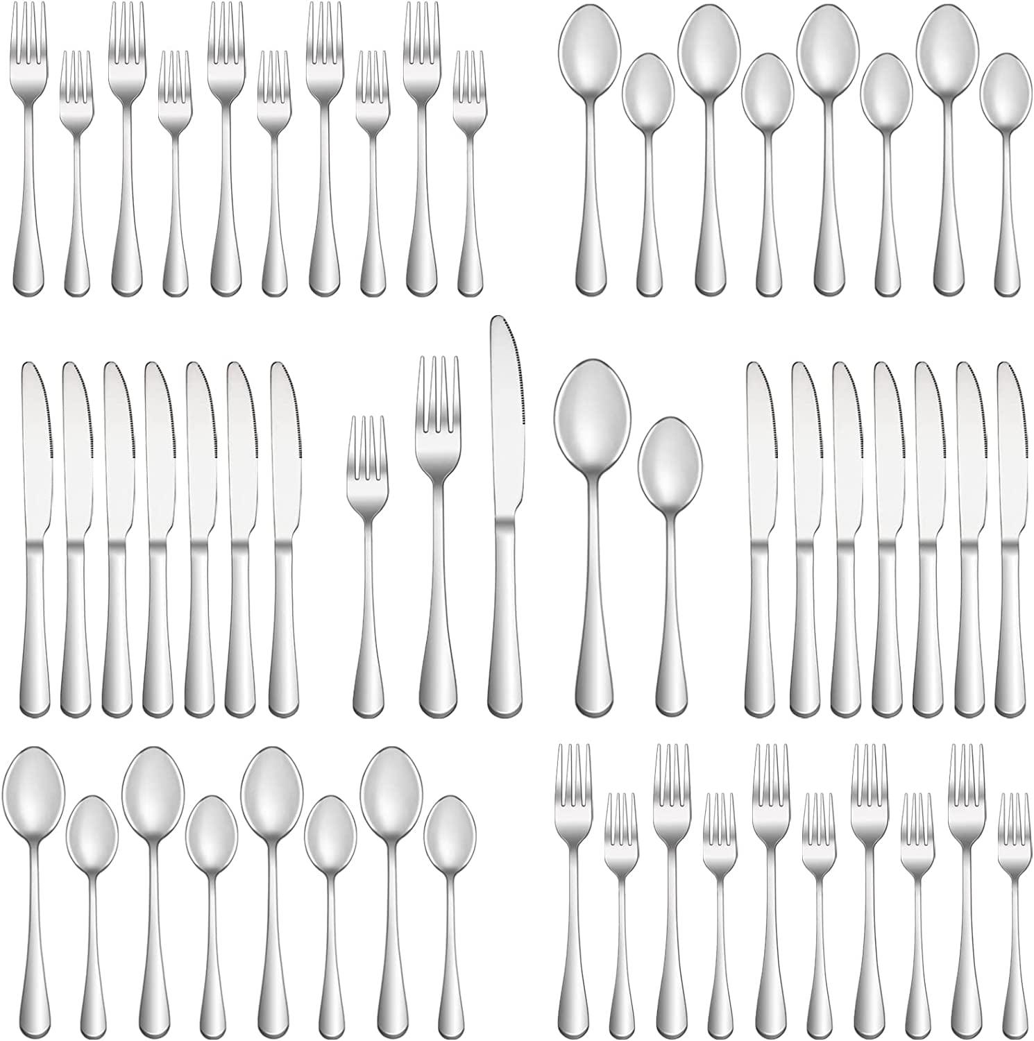 40-Piece Polished Stainless Steel Flatware Set for 8