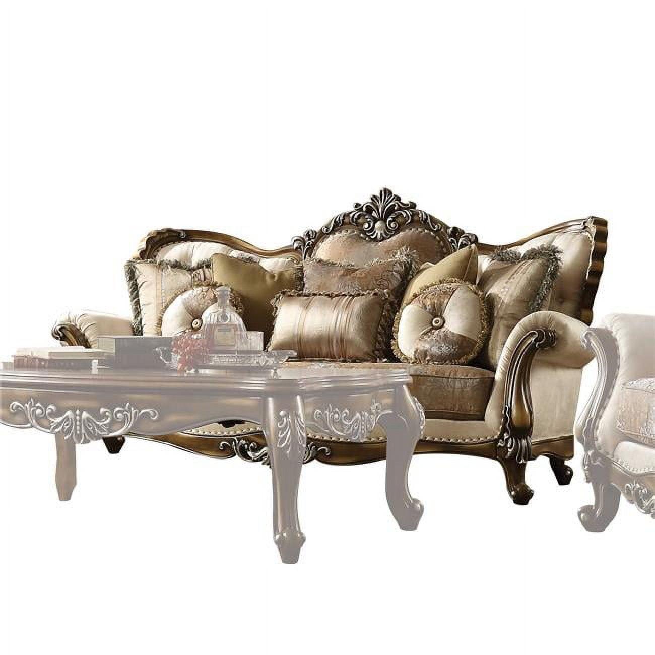 Classic Tufted Floral Fabric Sofa with Nailhead Wood Trim and Rolled Arms