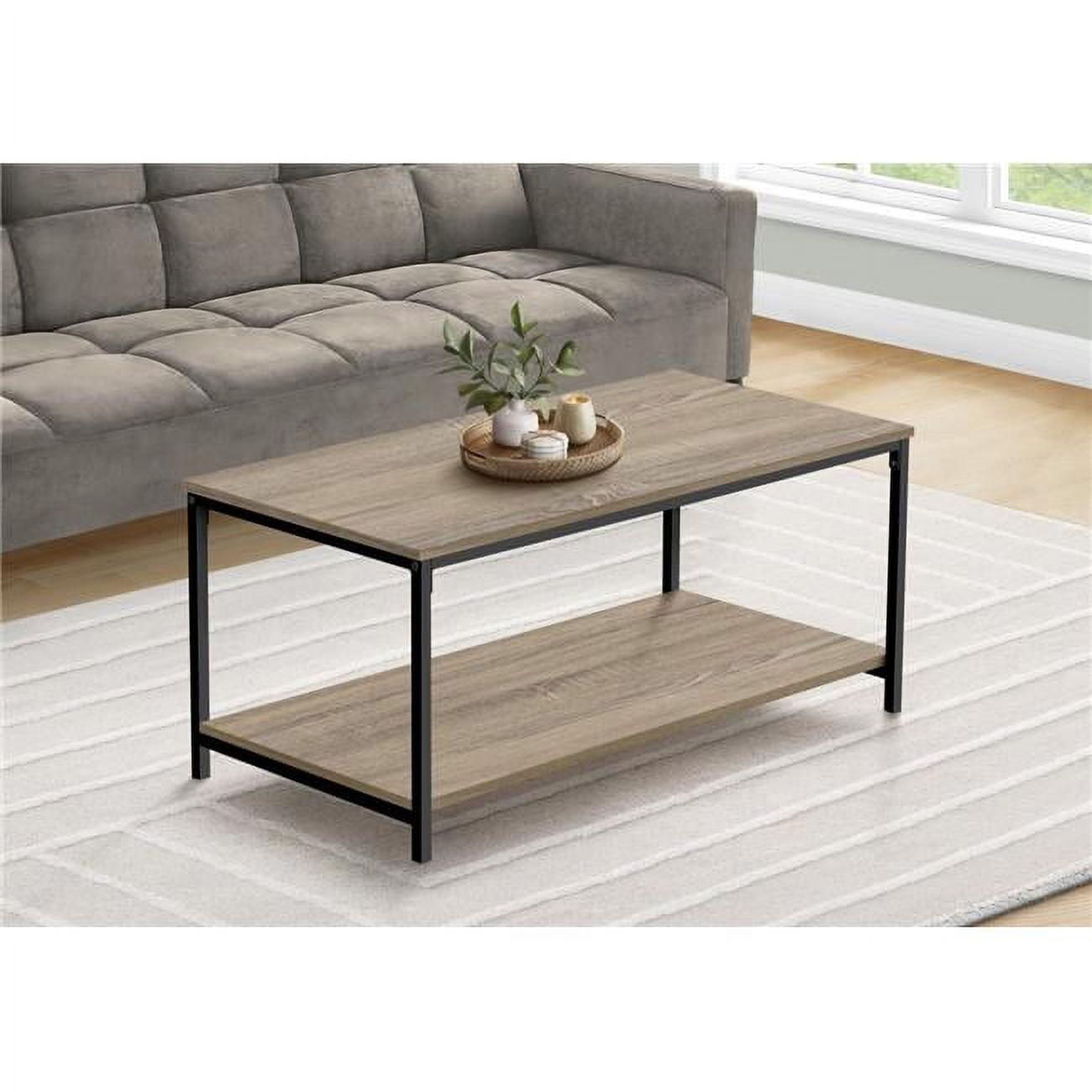 Contemporary 40" Rectangular Coffee Table in Dark Taupe & Black