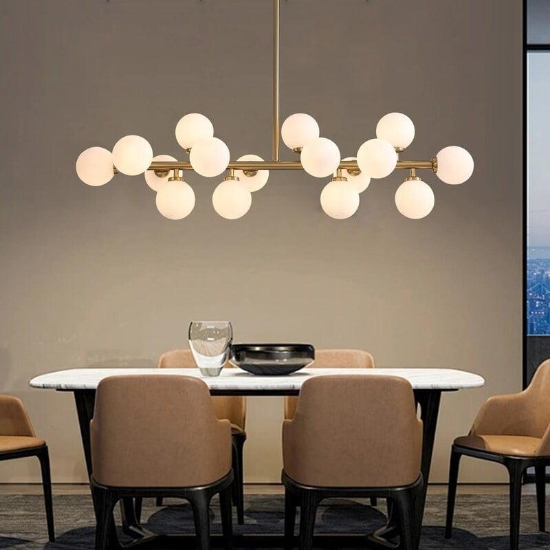 40'' Brass Modern Chandelier with Frosted Glass Shades