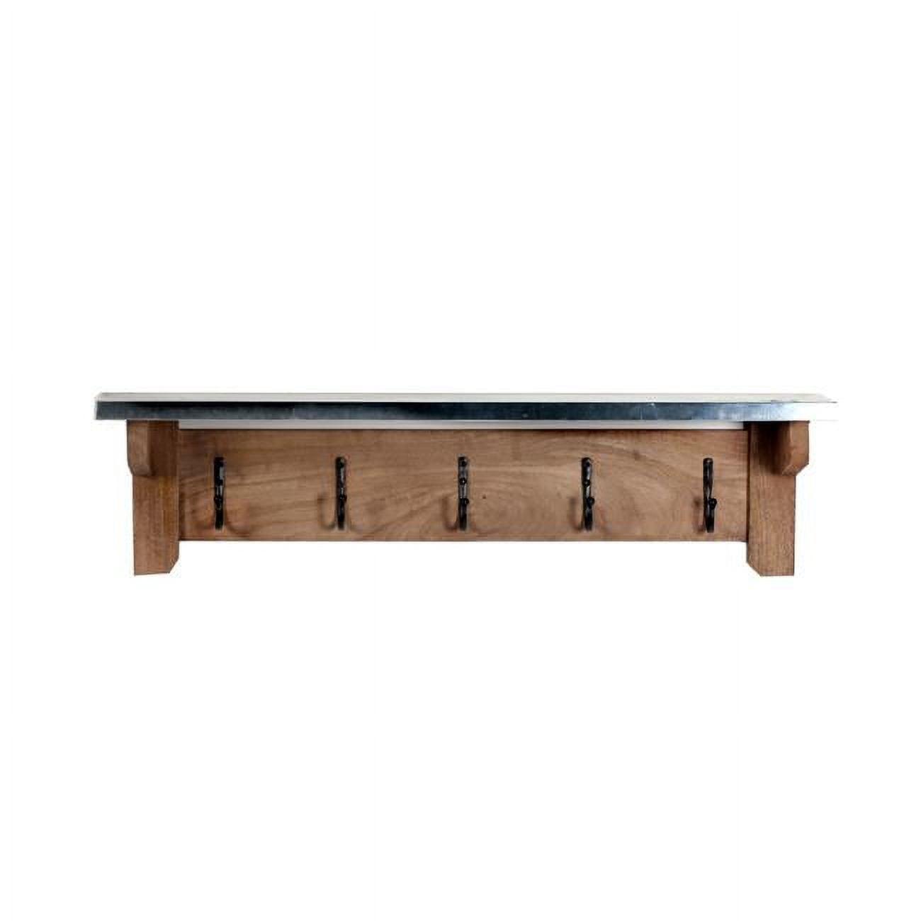 Millwork 40" Medium Wood and Zinc Hook Shelf