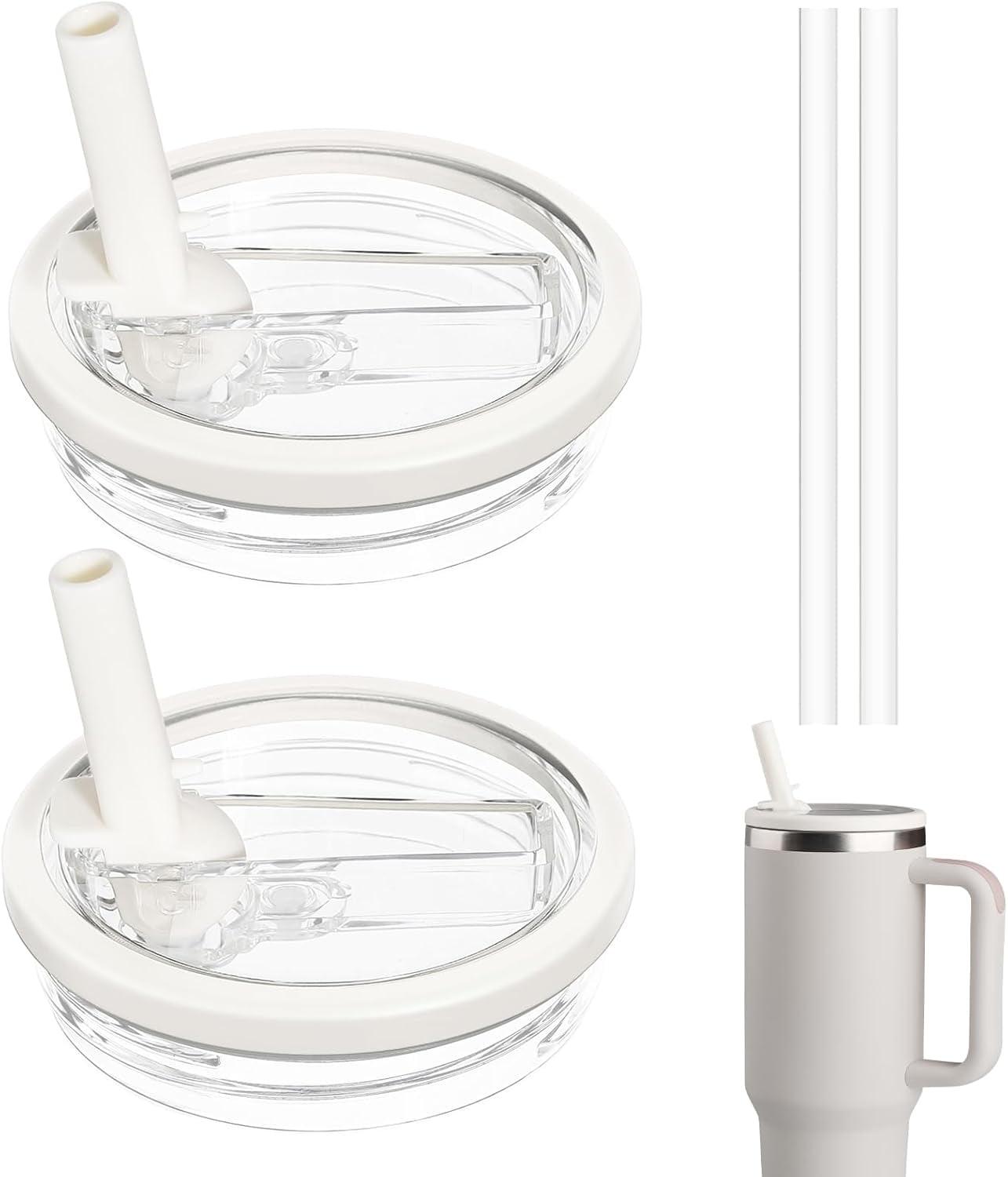 ANTAND 2 Pack 40 Oz Tumbler Flip Straw Lid Replacement Fit For Stanley Quencher, Leak Proof For Stanley Lid Replacement Spill Proof Reusable Tumbler Cover Compatible With 40oz Stanley Cup (Set of 2)