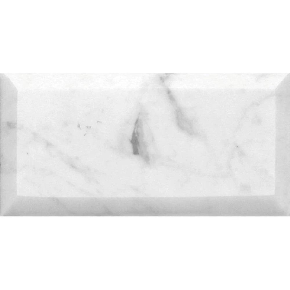 40 pack White 3 in. x 6 in. Beveled Polished Marble Subway Wall and Floor Tile (5 sq. ft./Case)