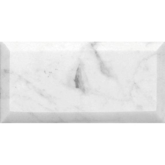40 pack White 3 in. x 6 in. Beveled Polished Marble Subway Wall and Floor Tile (5 sq. ft./Case)
