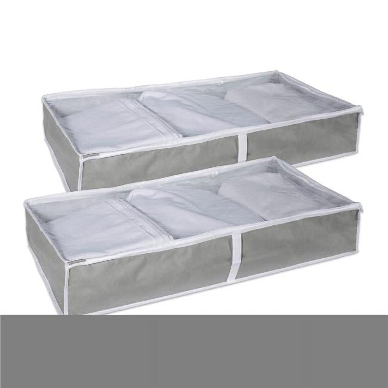 Gray Plastic Collapsible Underbed Storage Set with Lids