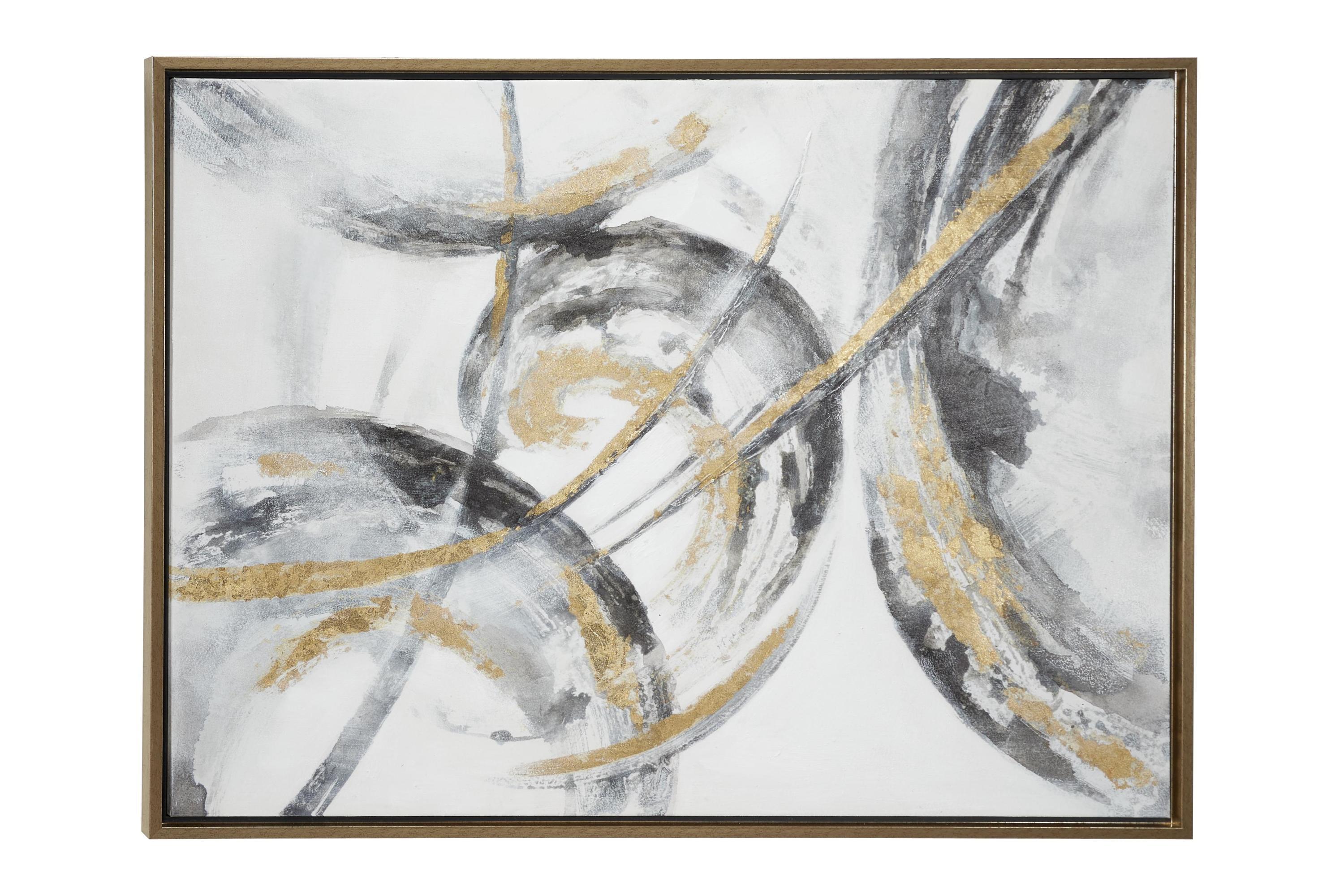 40" x 30" Abstract Framed Wall Art with Gold Frame, by CosmoLiving by Cosmopolitan