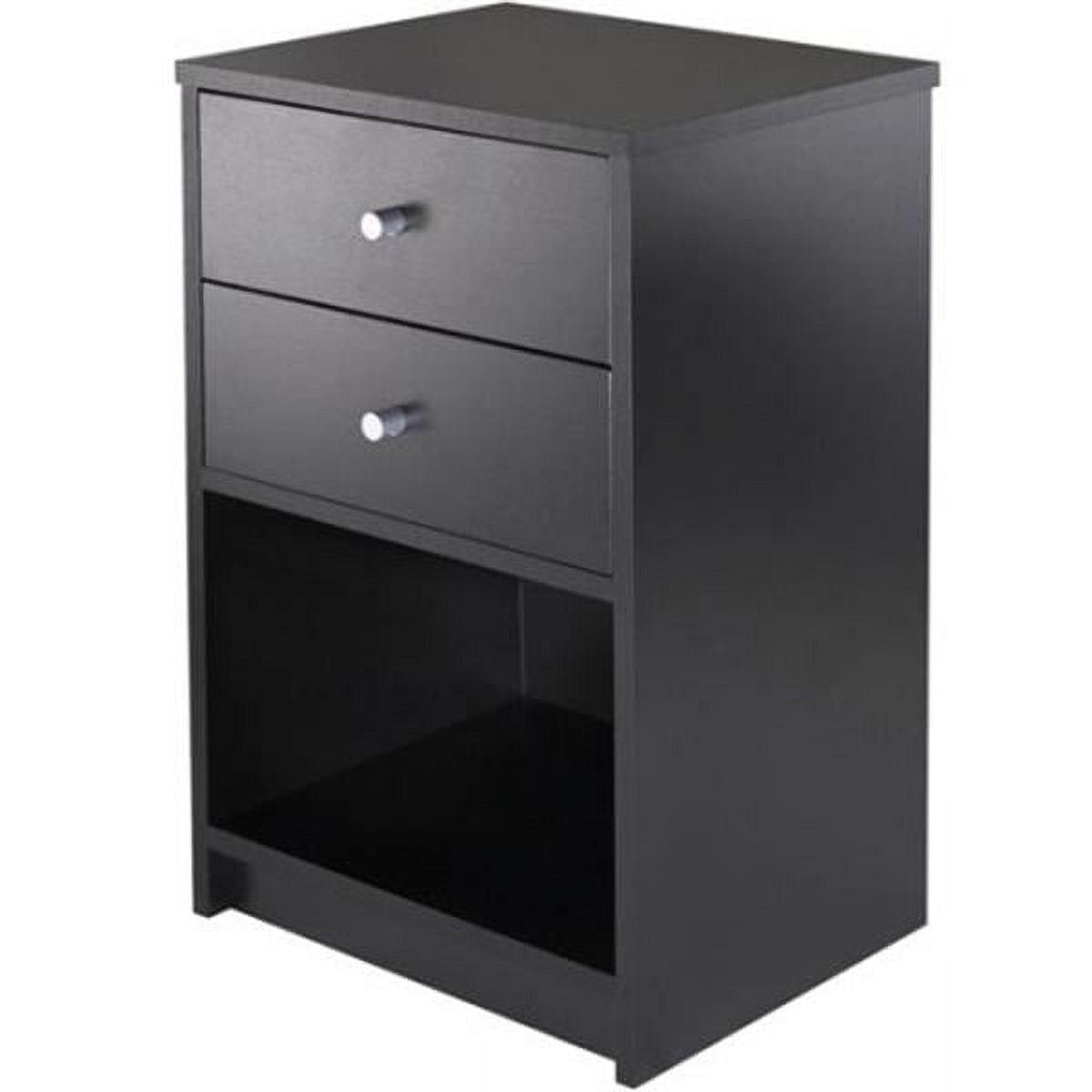 Black Transitional 2-Drawer Rectangular Nightstand