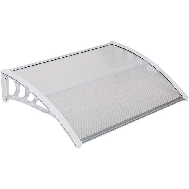 40" x 32" Door Window Awning Exterior, Polycarbonate Cover Entry Door Outdoor Patio Awning Canopy, Front Door Overhang Awning for Sun Shutter, UV, Rain and Snow Protection, Hollow Sheet (Clear Board)