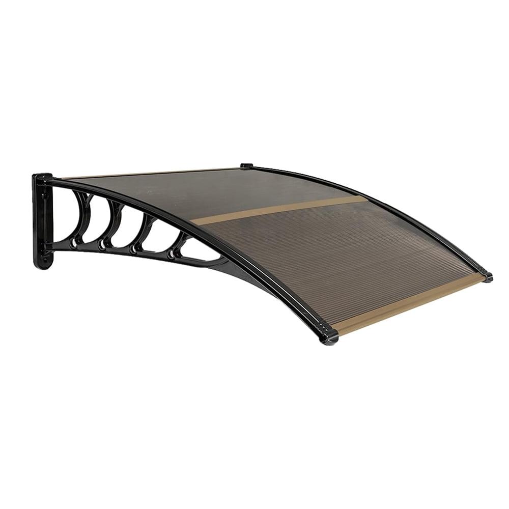 Costway 40'' W x 11'' D Polycarbonate, Aluminum, ABS Coffee Cover Retractable Window Awning