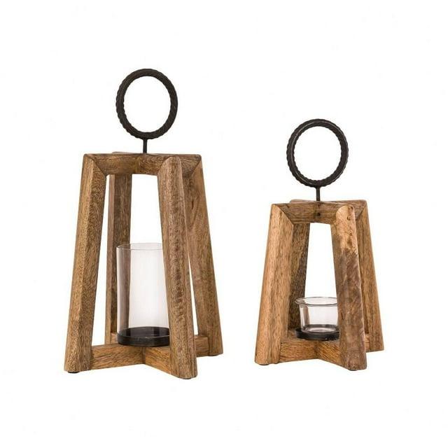 404689-Elk Home-Carmel - 14 Inch Candle Lantern (Set of 2)
