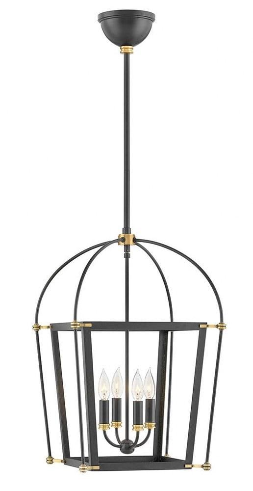 Selby Contemporary 4-Light Brass & Black Bowl Pendant