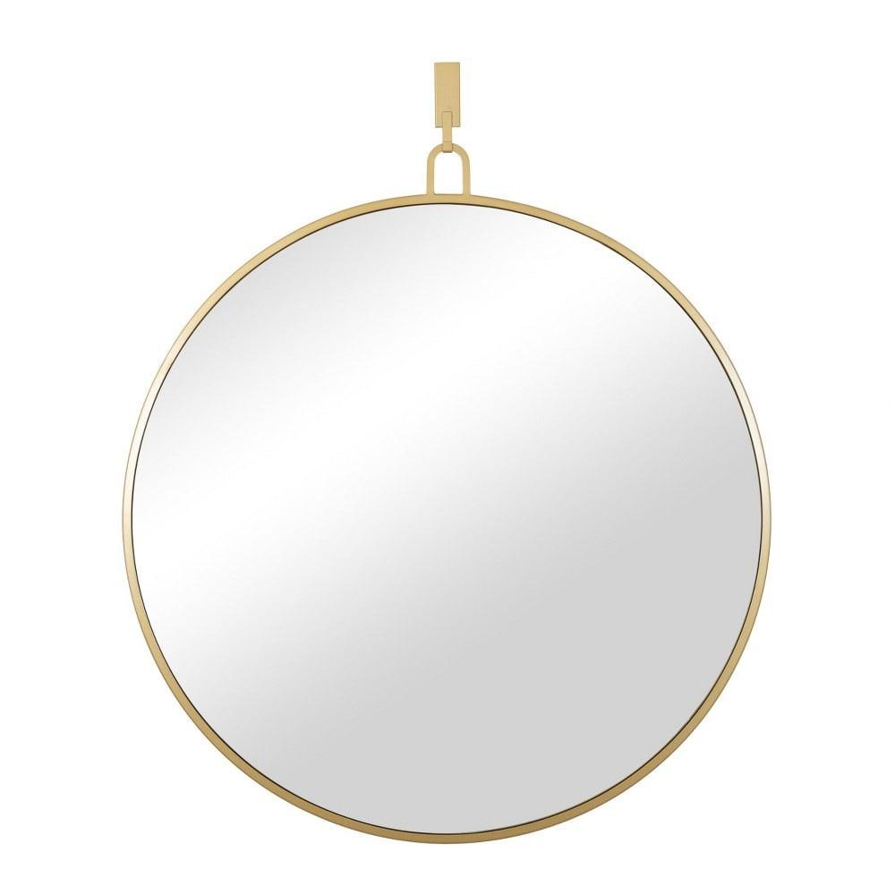 Elegant Gold Stopwatch 43'' Round Metal Wall Mirror