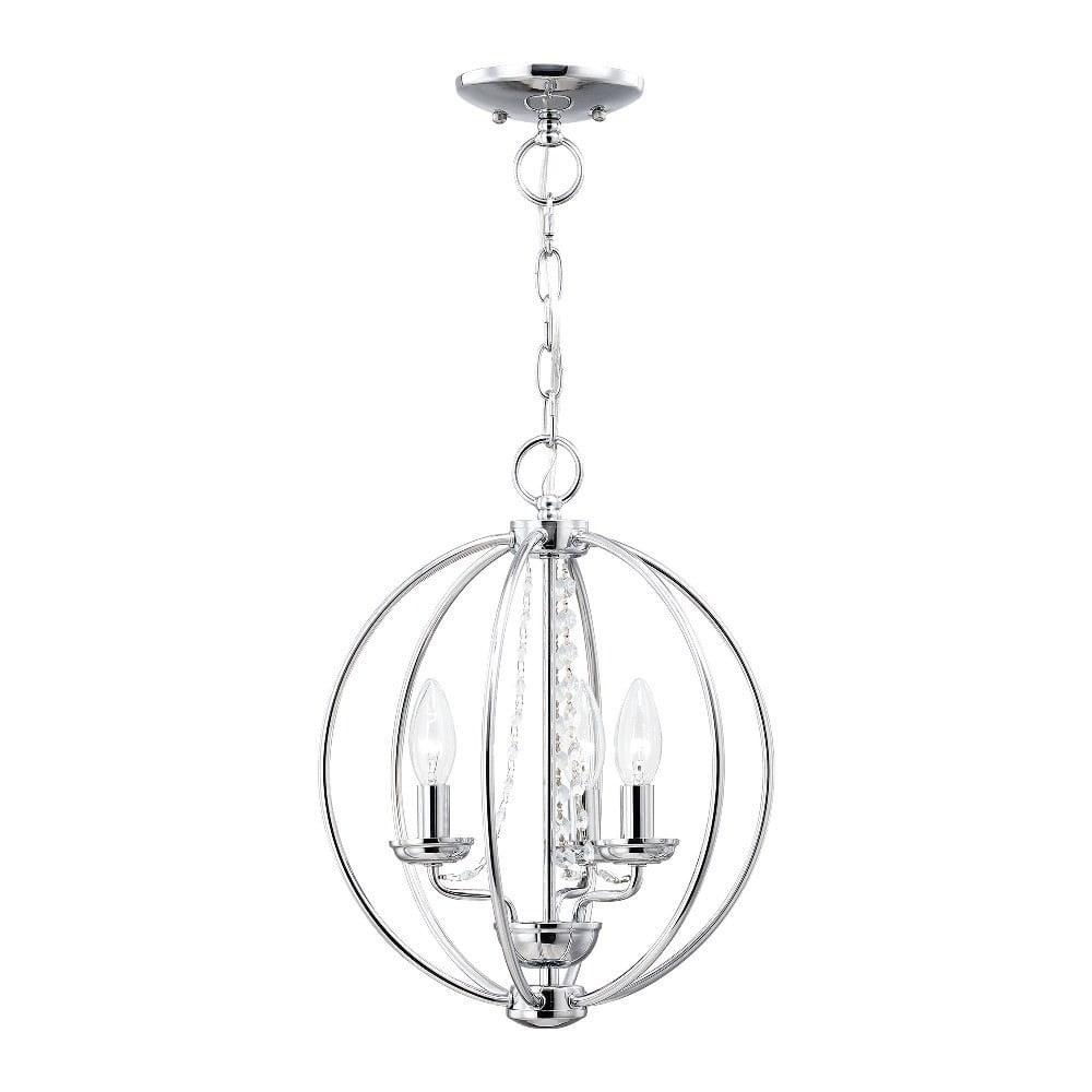 40913-05-Livex Lighting-Arabella - 3 Light Globe Convertible Mini Chandelier In Shabby Chic Style-15.5 Inches Tall and 12 Inches Wide-Polished Chrome