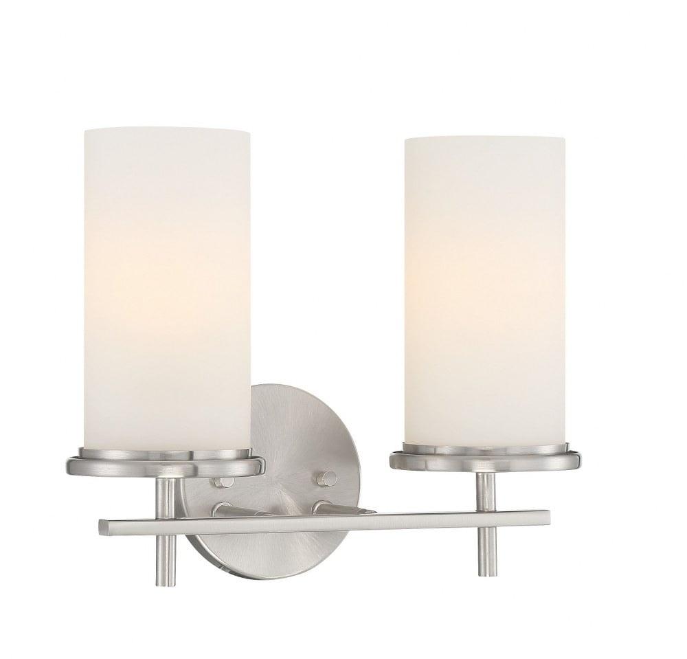 Brushed Nickel 2-Light Cylinder Bathroom Vanity Fixture